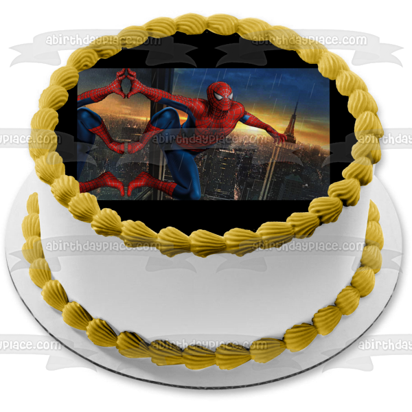 Spider-Man City Skyline Edible Cake Topper Image ABPID05480