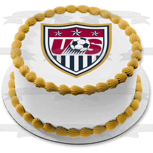 United States Soccer Logo Red White Blue Edible Cake Topper Image ABPID05632