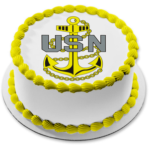 US Military Navy Logo Emblem and Anchor Edible Cake Topper Image ABPID05633