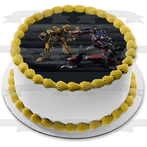 Transformers Bumblebee and Optimus Prime Edible Cake Topper Image ABPID05486