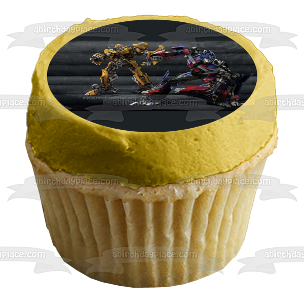 Transformers Bumblebee and Optimus Prime Edible Cake Topper Image ABPID05486