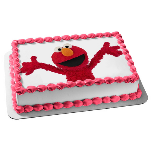 Imagen comestible para decoración de tarta, muñeco de Elmo de Barrio Sésamo, agitando las manos, ABPID05644 