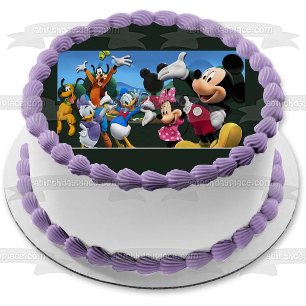Mickey Mouse Clubhouse Minnie Mouse Goofy Pluto Donald Duck and Daisy Duck Edible Cake Topper Image ABPID05730
