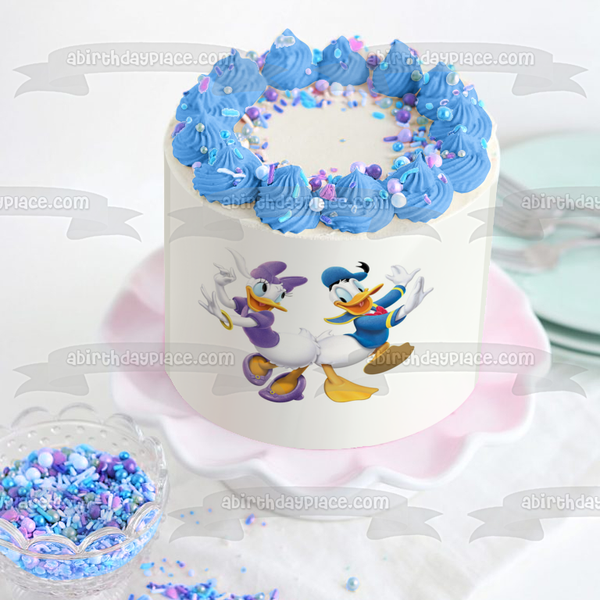 Donald Duck and Daisy Duck Dancing Edible Cake Topper Image ABPID05693