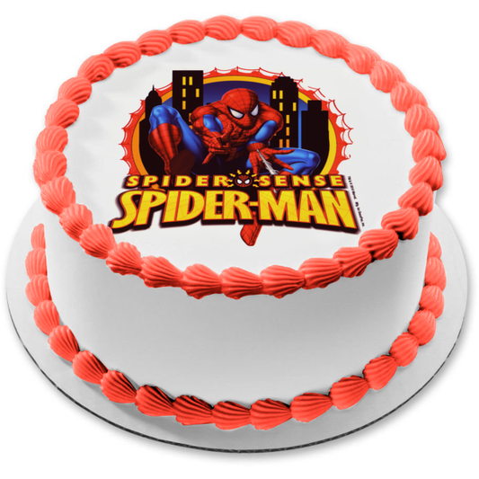 Imagen de decoración comestible para tarta de Spider-Man Spider Sense Buildings ABPID05763 