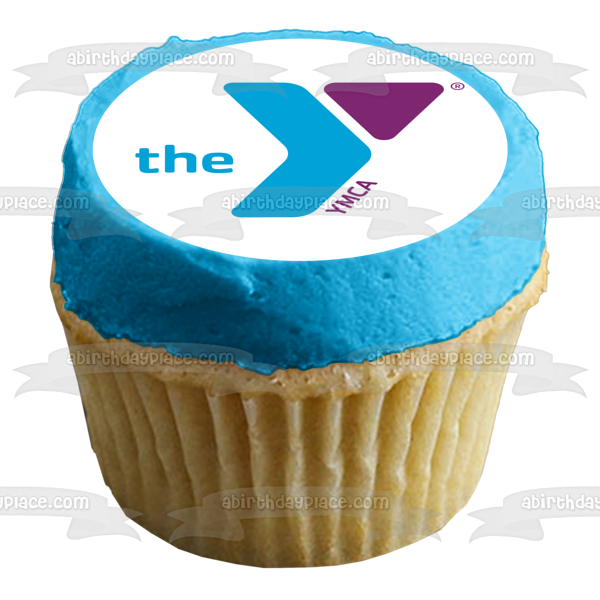 The Ymca Logo Purple Blue Edible Cake Topper Image ABPID05832