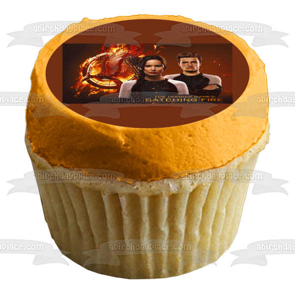 The Hunger Games Catching Fire Katniss Everdeen and Peeta Mellark Edible Cake Topper Image ABPID05787