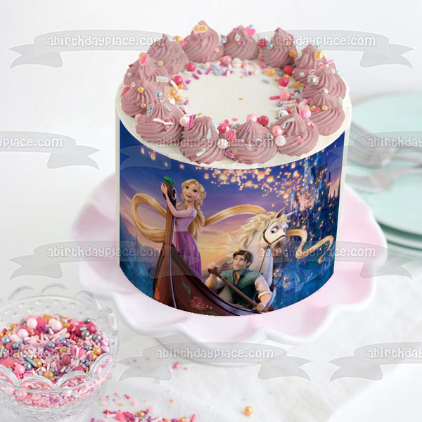 Tangled Rapunzel Flynn Rider and Maximus Edible Cake Topper Image ABPID05871