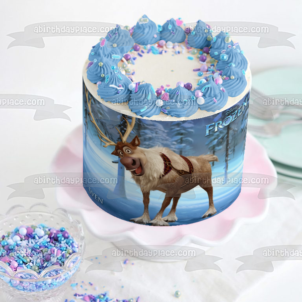 Frozen Sven Trees and Snow Edible Cake Topper Image ABPID05892