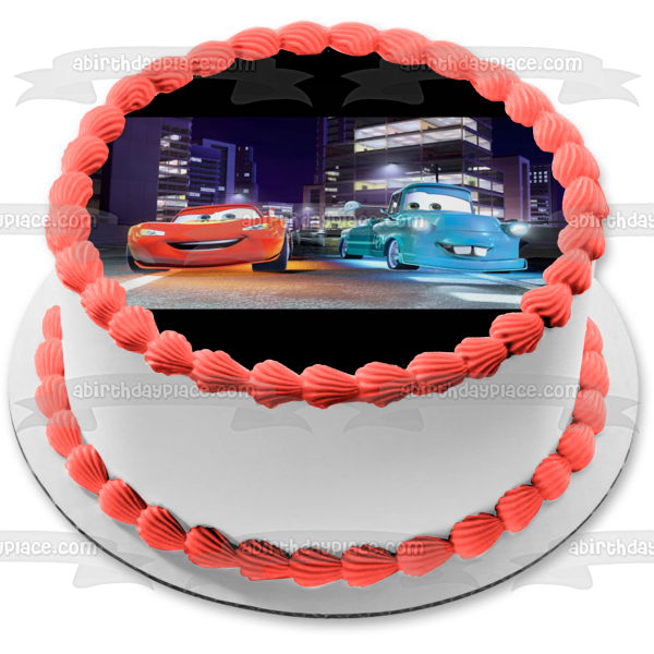 Cars 2 Lightening McQueen and Guido Edible Cake Topper Image ABPID06021