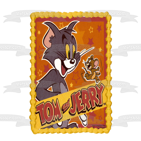 Tom and Jerry with a Starry Background Edible Cake Topper Image ABPID05908