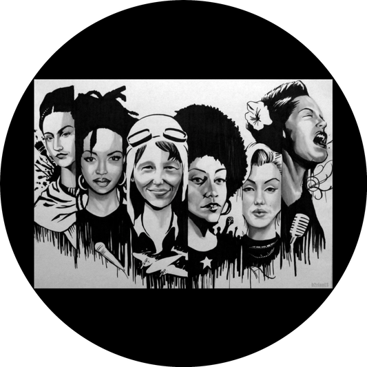 Feliz Mes de la Historia de la Mujer Amelia Earhart Frida Kahlo Marilyn Monroe Angela Davis Lauryn Hill Imagen comestible para tarta ABPID55244 