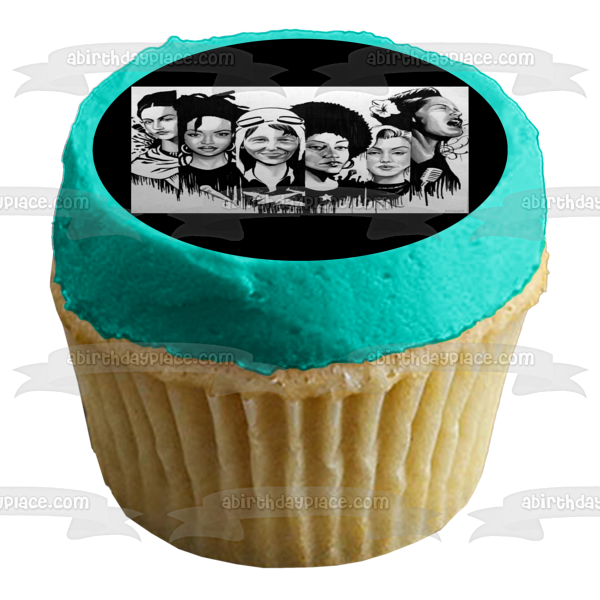 Happy Women's History Month Amelia Earhart Frida Kahlo Marilyn Monroe Angela Davis  Lauryn Hill Edible Cake Topper Image ABPID55244