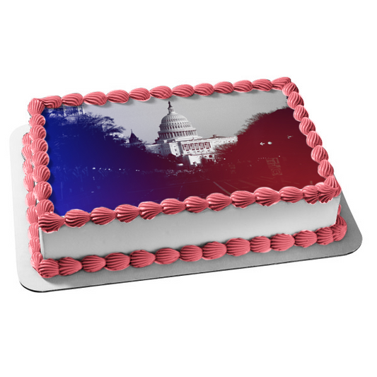 Happy Inauguration Day the White House Edible Cake Topper Image ABPID55210