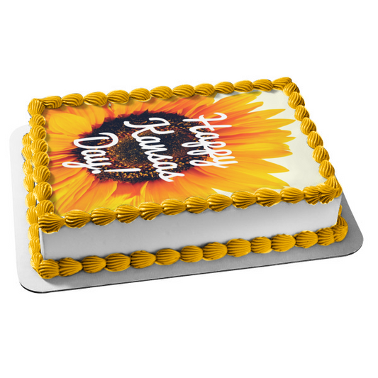 Imagen comestible para tarta con diseño de girasol del día de Kansas feliz ABPID55215 