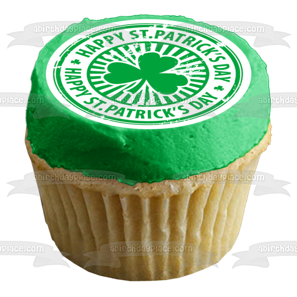 Happy St. Patrick's Day Shamrock Edible Cake Topper Image ABPID55257