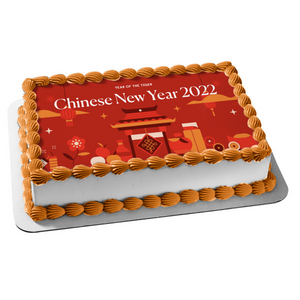 Year of the Tiger Chinese New Year 2022 Edible Cake Topper Image ABPID55221