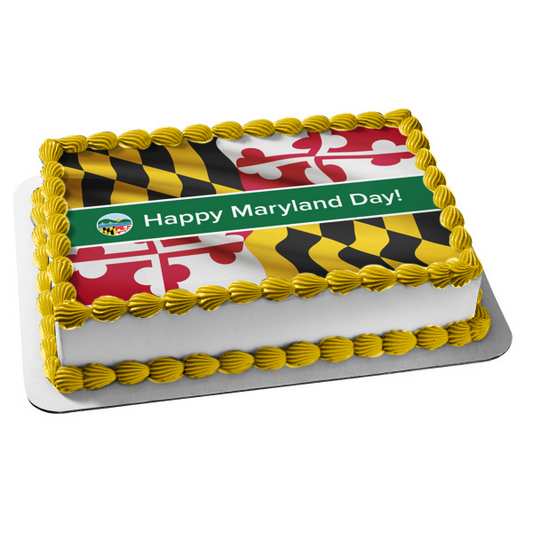 Happy Maryland Day Maryland Flag Edible Cake Topper Image ABPID55264