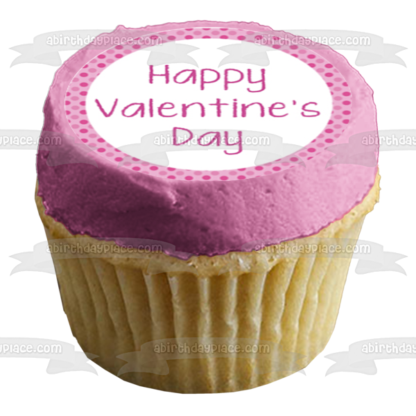 Happy Valentine's Day Hugs and Kisses Edible Cupcake Topper Images ABPID55228