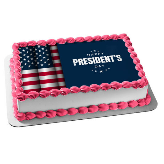 Happy President's Day American Flag Edible Cake Topper Image ABPID55232