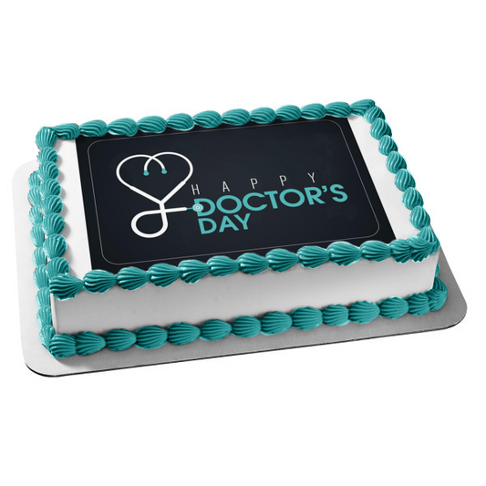 Happy Doctor's Day Stethoscope Edible Cake Topper Image ABPID55269