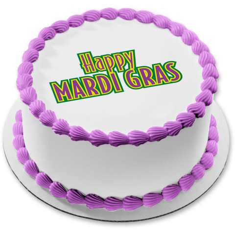 Happy Mardi Gras Edible Cake Topper Image ABPID55236