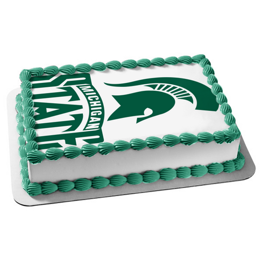 Michigan State University Hockey Spartans Logo Edible Cake Topper Image ABPID06037