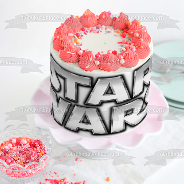Star Wars Logo Silver Edible Cake Topper Image ABPID05949