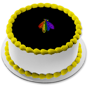 Chicago Blackhawks Feathers Logo NHL Edible Cake Topper Image ABPID06088
