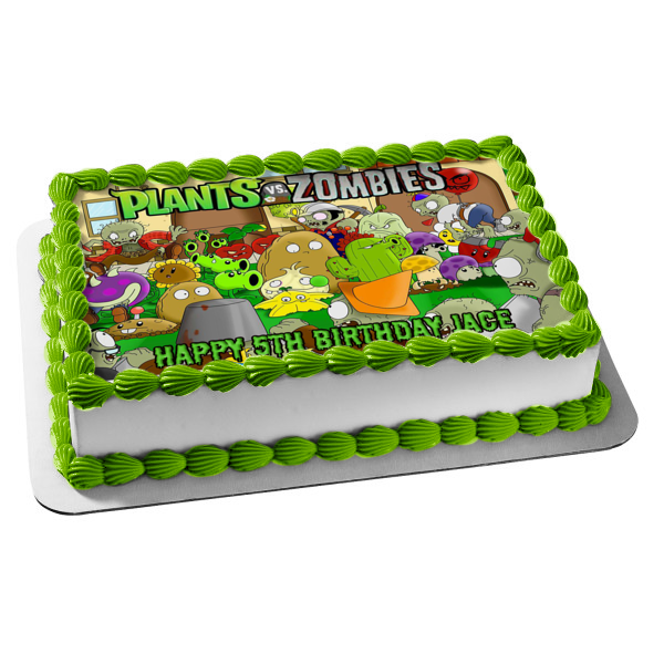 Plants Vs Zombies Popcap Sunflower Wall-Nut and Zombies Edible Cake Topper Image ABPID04714