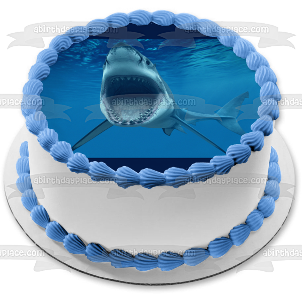Shark Underwater Sharp Teeth Edible Cake Topper Image ABPID05981