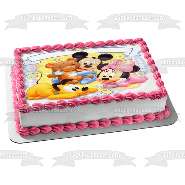 Baby Mickey Mouse Minnie Mouse and Goofy Edible Cake Topper Image ABPID06118