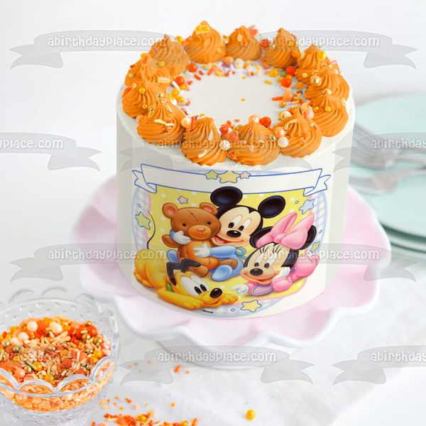 Baby Mickey Mouse Minnie Mouse and Goofy Edible Cake Topper Image ABPID06118