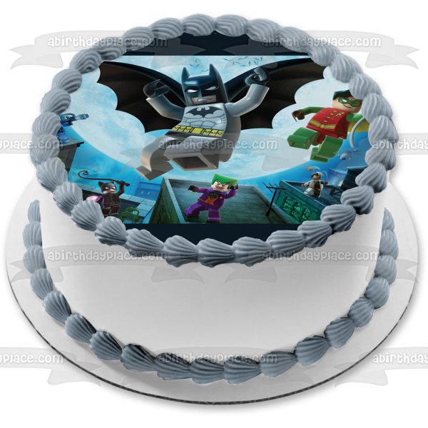 Adorno comestible para tarta LEGO Batman Robin Joker y Catwoman Imagen ABPID06124 