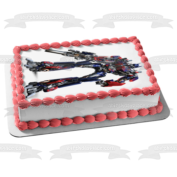 Transformers Optimus Prime and His Ion Blaster Edible Cake Topper Image ABPID06128