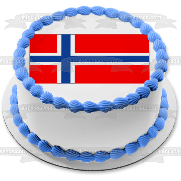 Flag of Norway Scandinavian Cross Edible Cake Topper Image ABPID06158