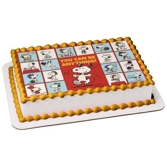 Imagen comestible para decoración de tarta Snoopy, puedes ser cualquier cosa, ABPID06159 