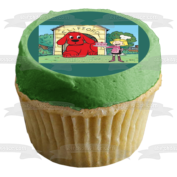 Clifford the Big Red Dog Emily with a  Cake Edible Cake Topper Image ABPID06335
