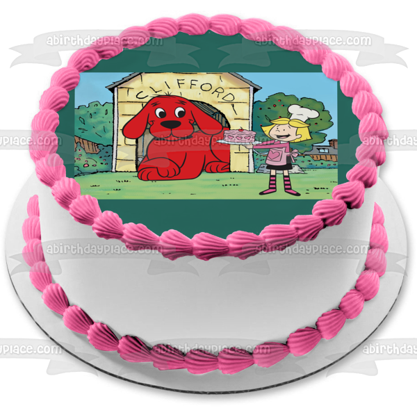 Clifford the Big Red Dog Emily with a  Cake Edible Cake Topper Image ABPID06335