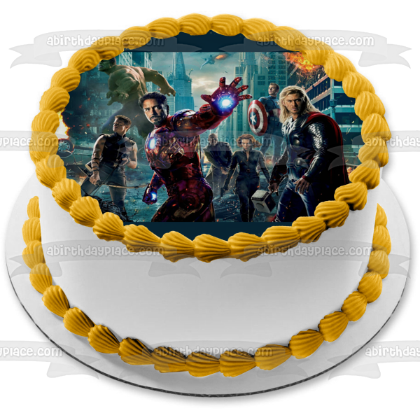 The Avengers Iron Man the Incredible Hulk and Thor Edible Cake Topper Image ABPID06336