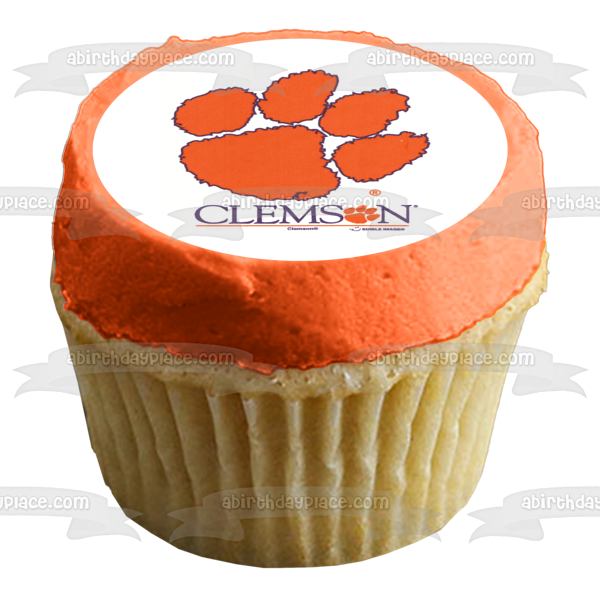 Clemson University Tiger Paw Logo Edible Cake Topper Image ABPID06337