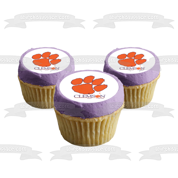 Clemson University Tiger Paw Logo Edible Cake Topper Image ABPID06337