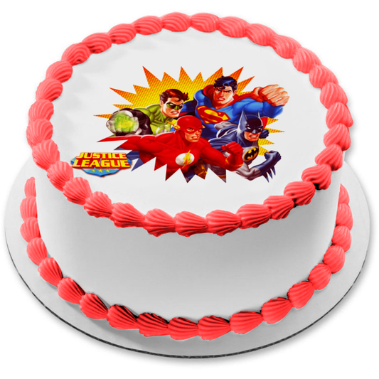 Justice League Superman Batman Green Lantern and the Flash Edible Cake Topper Image ABPID06347
