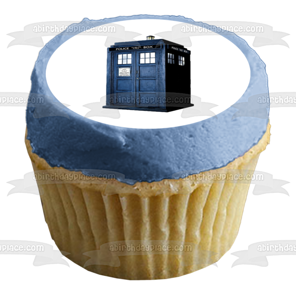 Doctor Who Police Box Time Travel Machine Tardis Edible Cake Topper Image ABPID06352