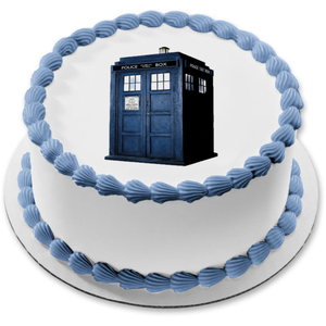 Doctor Who Police Box Time Travel Machine Tardis Edible Cake Topper Image ABPID06352
