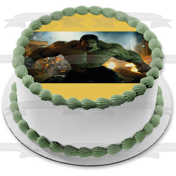 The Incredible Hulk Angry Fire Edible Cake Topper Image ABPID06191