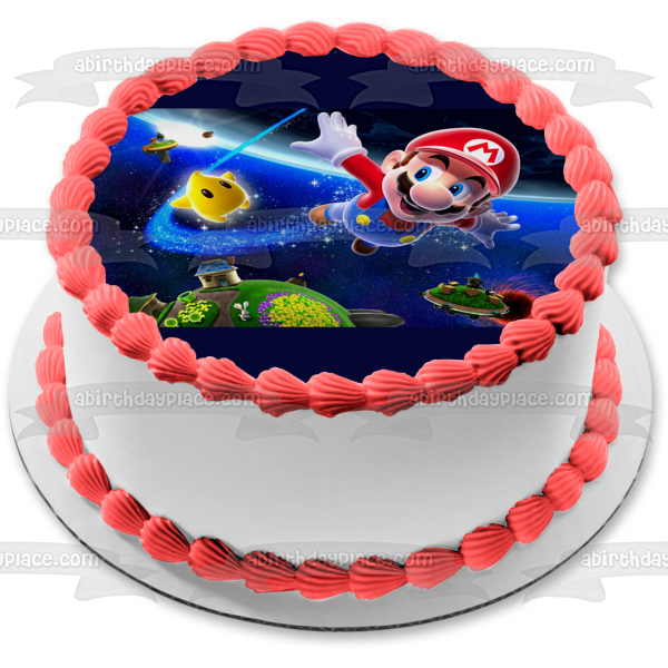 Super Mario Brothers Star Galaxy Edible Cake Topper Image ABPID06193