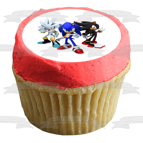 Sonic the Hedgehog 3 Silver the Hedgehog and Shadow the Hedgehog Edible Cake Topper Image ABPID06374