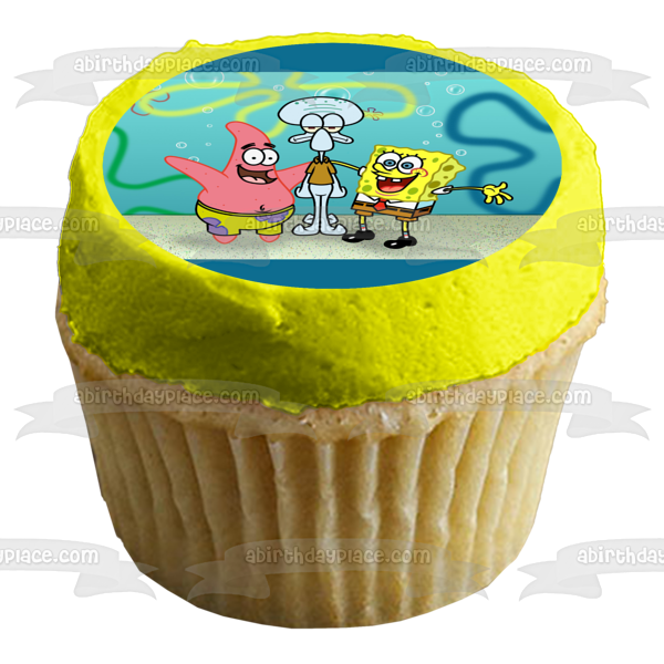 SpongeBob SquarePants Patrick and Squidword In Bikini Bottom Edible Cake Topper Image ABPID06423