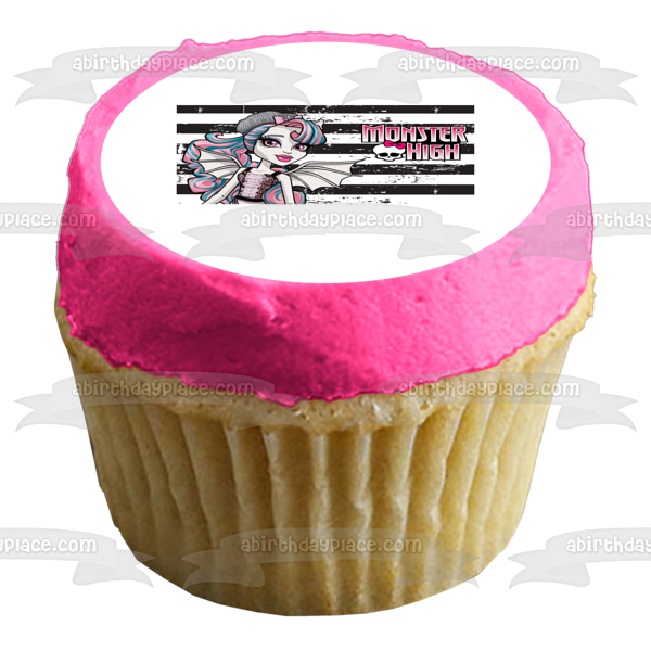 Monster High Logo Rochelle Black and White Stripes Edible Cake Topper Image ABPID06432